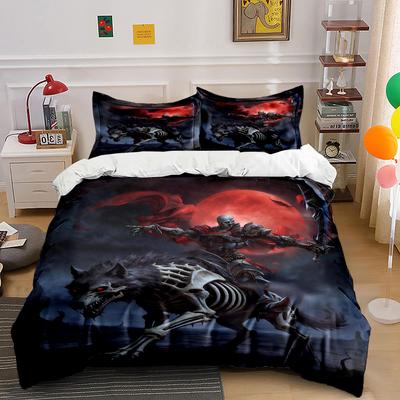 Skeleton, Wolf, Red Moon. Bedding Sets Duvet Cover Sets Duvet Covers Pillowcases(1* Duvet Cover 2* Pillowcases Without Duvet Insert)