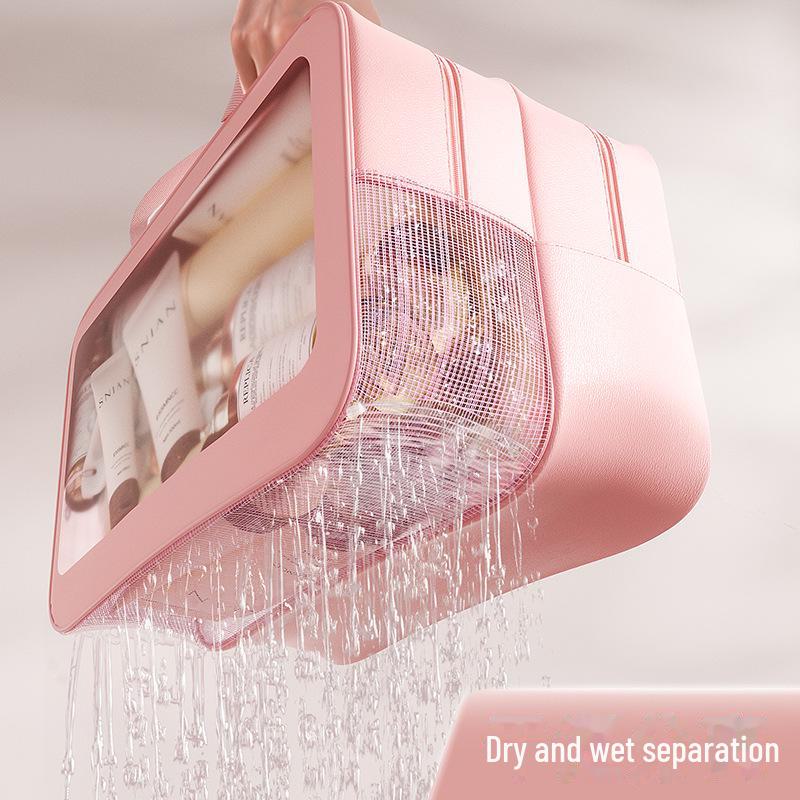 Large Capacity Women's Travel Cosmetic Bag with Wet/Dry Separation