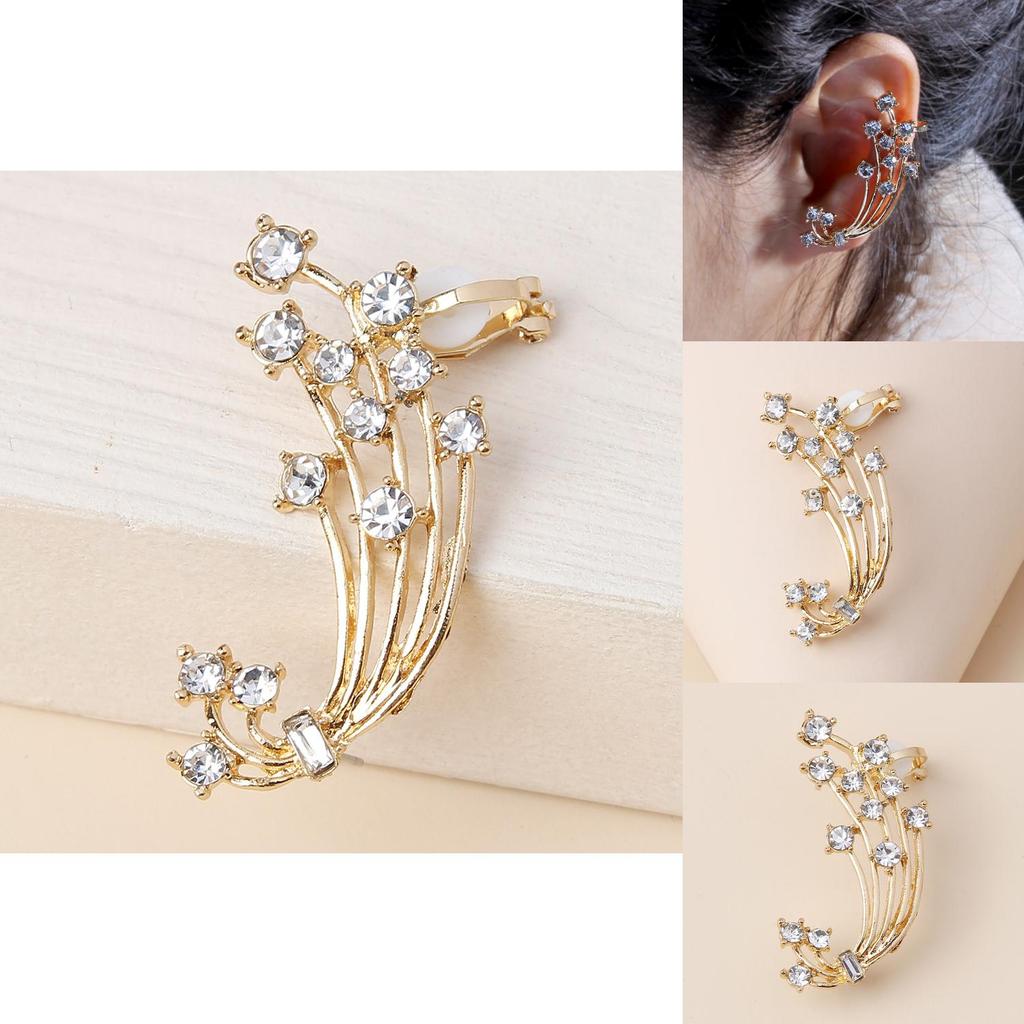 Modern Rhinestone Floral Fashion Earrings Gold Alloy With Embedded Stones For Giftgiving
