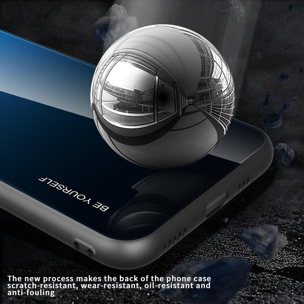 For Samsung Galaxy A34 5G Gradient Color Phone Case Tempered Glass+PC+TPU Hybrid Shell Shock Absorption Cover