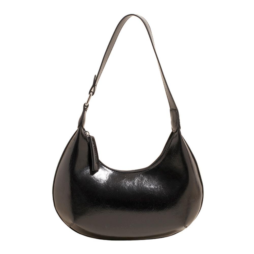 Candy Color Moon Underarm Bag Solid Color Women's Hobo Bag Casual Pu Leather Shoulder Bag  Girl