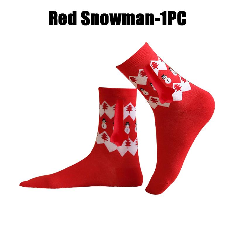 12PCS Christmas Socks Fall and Winter Cotton Magnet Hand-holding Socks Mid-calf Socks Cute Couple Socks Cartoon Christmas Socks