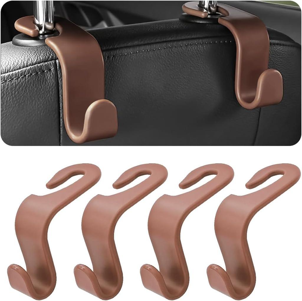 4PCS Car Back Seat Headrest Hooks, Rear Car Seat Storage Headrest Hanger Holder Hooks Organizer, Universal Auto Interior Accessories for Bag Purse