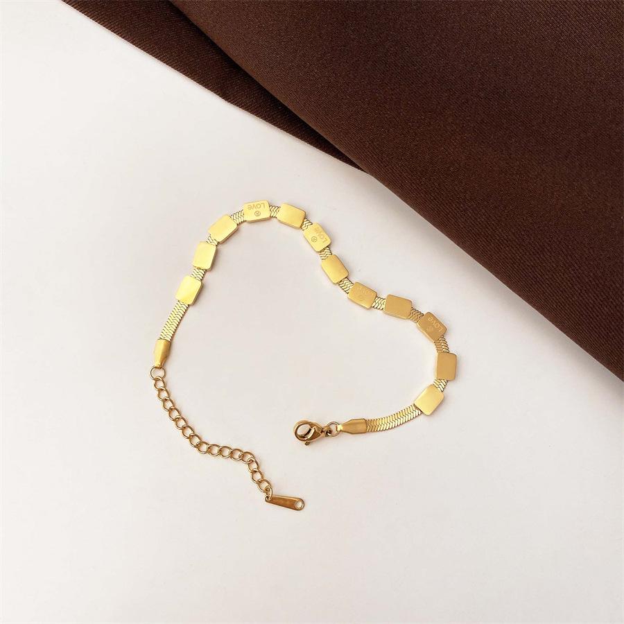 Titanium Steel Does Not Lose Color Light Luxury Square LOVE Bracelet Versatile Ins Temperament Cold Wind Bracelet
