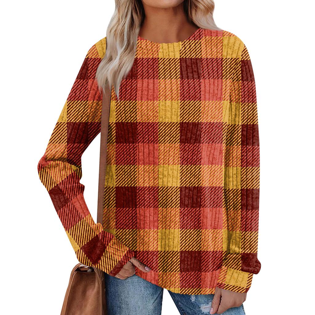 Women's Printed Lightweight Brushed-Cotton Round Neck Top