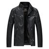 Men's Trendy Leather Stand Collar Motorcycle Jacket for Autumn and Winter