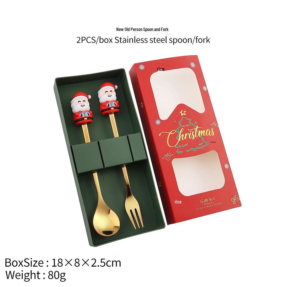 Christmas Tree Spoon & Fork Set – Santa Claus Holiday Gift