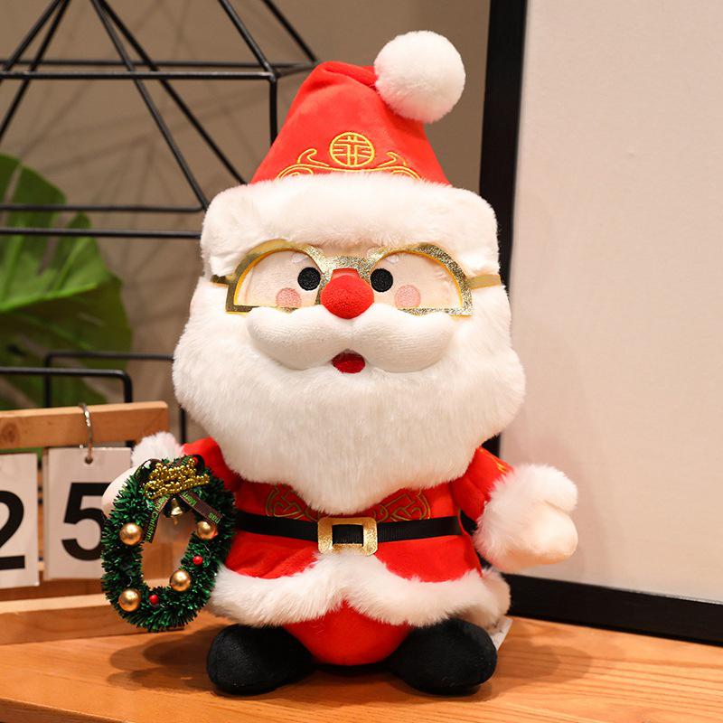 Santa Claus Plush Doll with Reindeer - Christmas Gift for Children