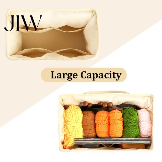 Portable Sewing Kit Holder Canvas Knitting Bag, with Multiple Pockets And Yarn Holes, Storage Organizer for Large Capacity Crochet Organizer,