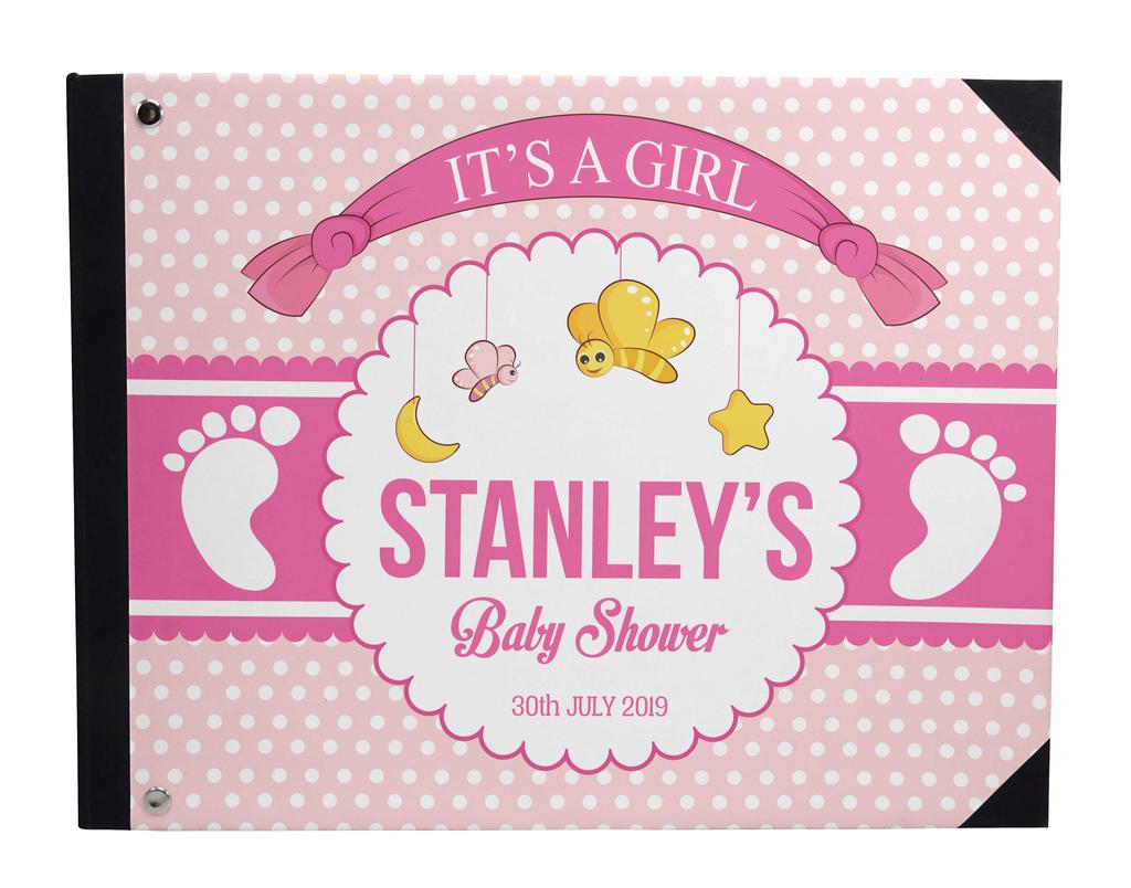 Darling Souvenir Blue Seamless Heart & Baby Objects Personalized Printed Baby Shower  Guest  Book  Scrapbook-7 x 9