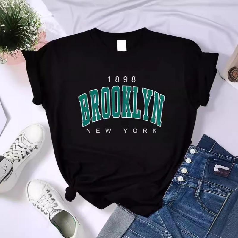 

Новая летняя женская футболка 1898 Бруклин Нью-Йорк Принт Футболки с коротким рукавом Теплая Повседневная Уличная одежда Хип-хоп Y2k Одежда Топы S
