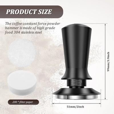 Espresso Tamper 304 Stainless Steel 51 Mm Coffee Tamper with Scale 30lb Hand Press Barista Coffee Press Tool With Filter Paper