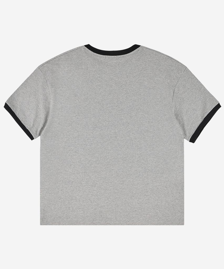 Nodi Lucky Dead Horse Ringer Crop Tee Melange Gray