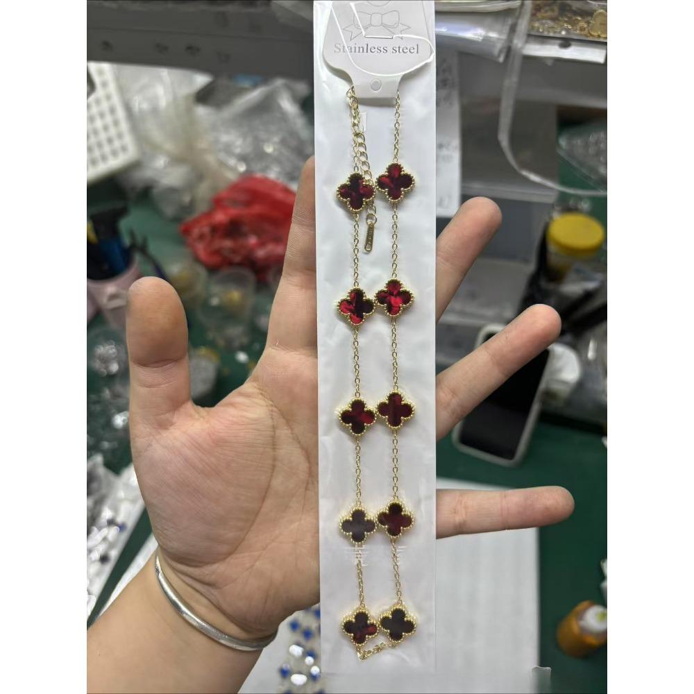 High-end Ten-flower Necklace Double-sided Four-leaf Clover Clavicle Chain Luxury High-end Women's Necklace