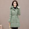 Foreign Trade Winter Cotton-padded Women's New Medium and Long Korean Version Waist Thickened Cotton-padded Jacket New Cotton-padded Coat Big Fur Coll