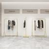 Gold Women's Clothing Display Stand - Floor-Standing Hanger Rack with Side Hooks