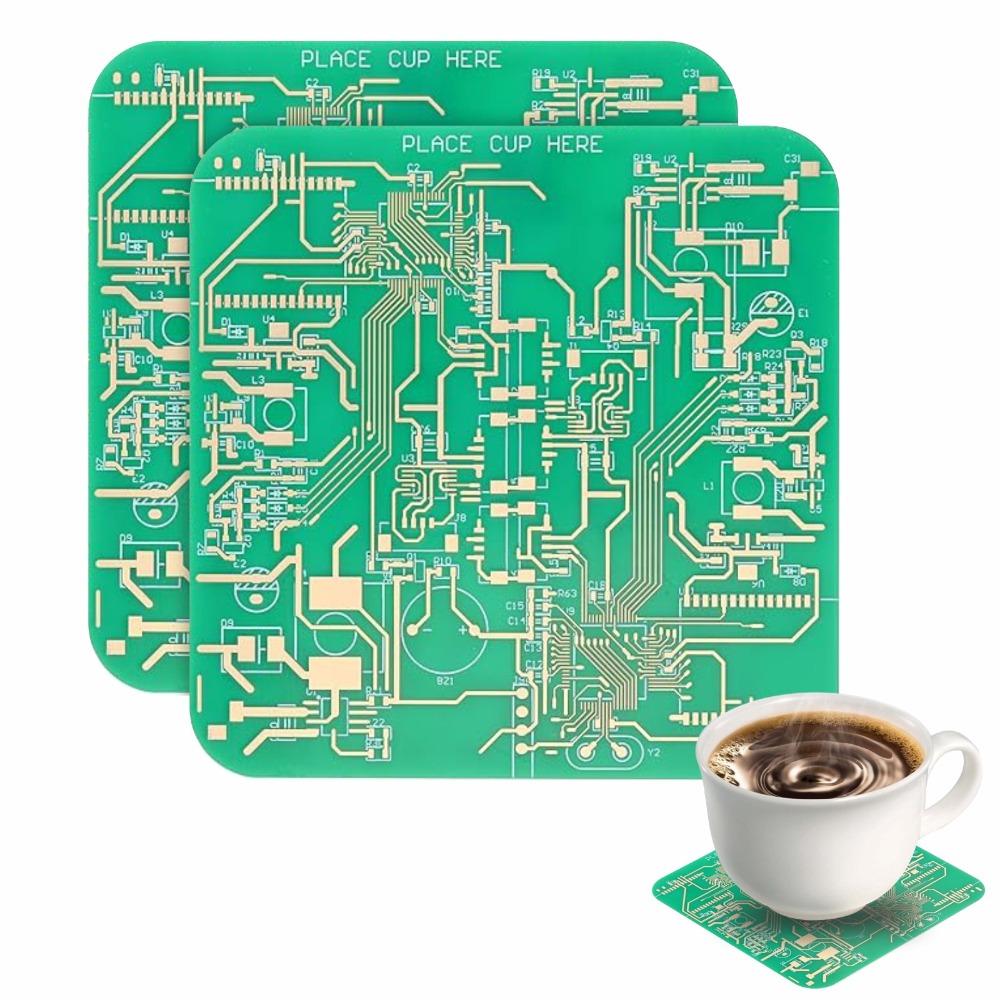 Heat Resistant PCB Coaster Creative Cup Mat Fashion Insulation Pad Home Decoration зелёный