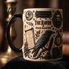 Handcrafted Ceramic Vessel 3D Carving Coffee Mug, 300ml/400ml Capacity Retro Relief Design Music Lover Gift Tea Cup, Decorative Desktop Ornament