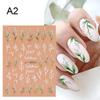 5D Nail Stickers Flowers Heart Shape Decor Acrylic Embossed Slippers Gold Frame Nail Decals Cherry Blossom Manicure