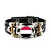 Factory National Country Flag Design Bracelet Crystal Bead Snap Button Sports National Team Jewelry Gift Leather Wrap Bracelet