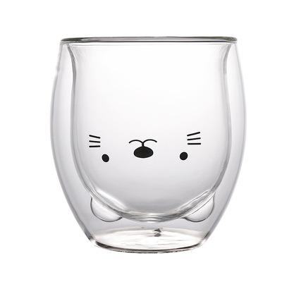 250ml Creative Cute Bear Double-layer Coffee Mug Double Glass Animal Milk Glass Lady Cute Cat Duck DogChristmas Gift Bar Tool