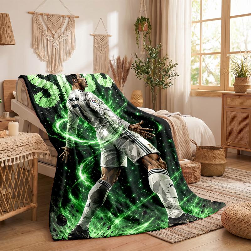 Cristiano Ronaldo Theme Fleece Blanket Cozy Soft Plush Blanket For Bedroom Couch Travel