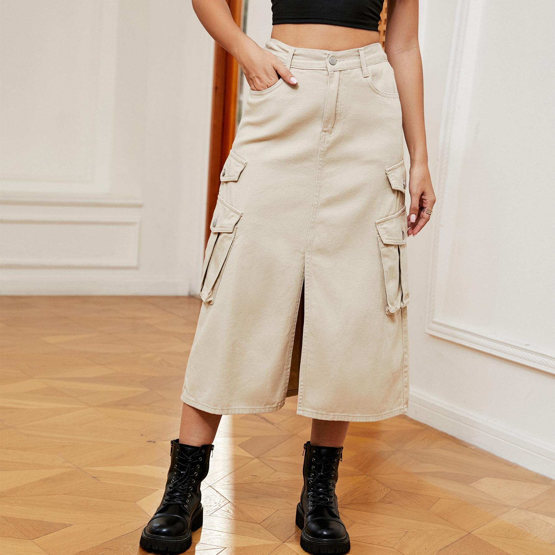 

YYFS Женские модные повседневные джинсовые юбки весна-лето XXL хаки