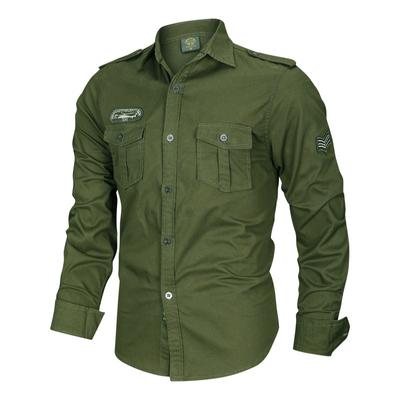 Frühling und Herbst neue Herren Langarmhemden, Herbst Herrenhemden, Militärstil