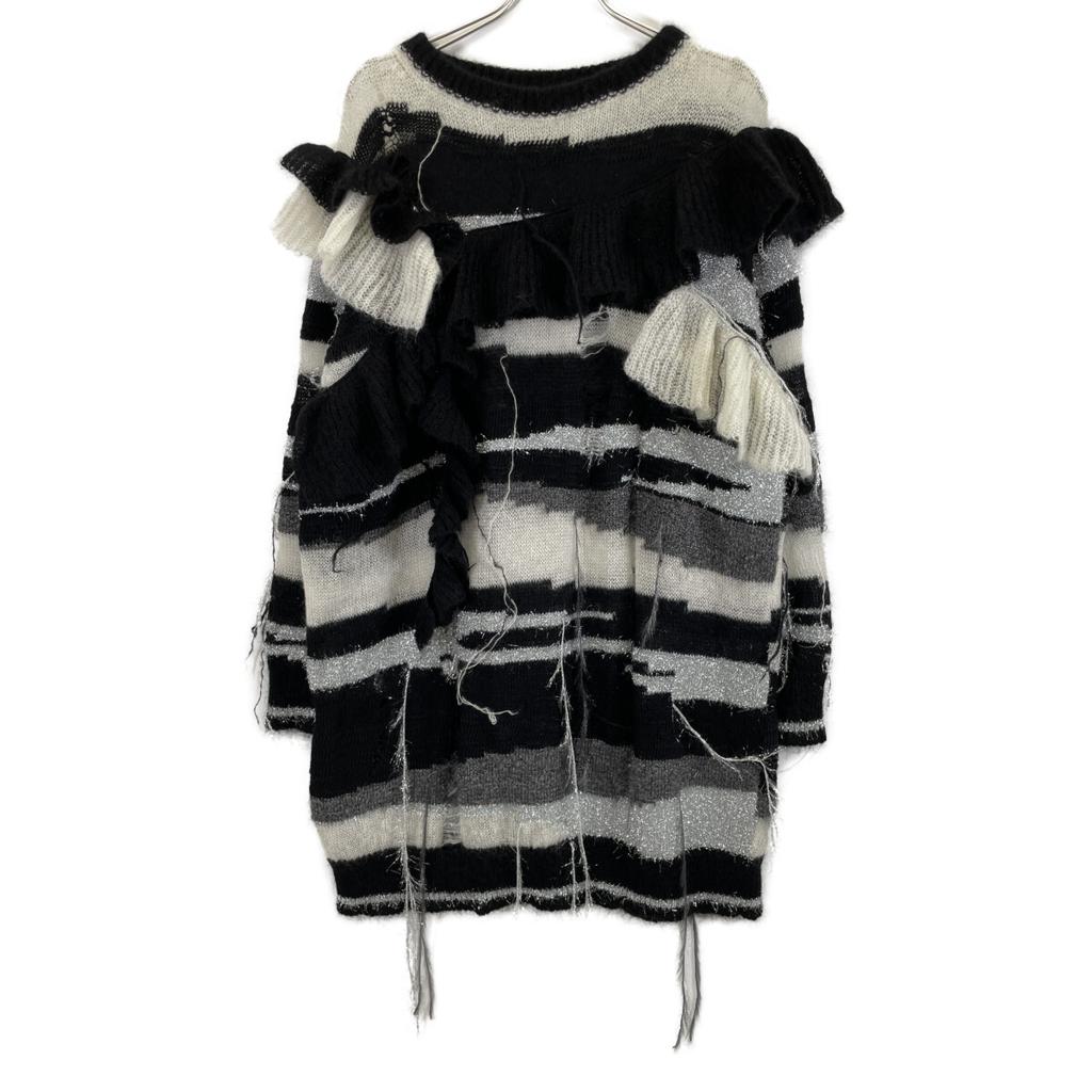 rurumu: rrm21AW-KN01 Black Damaged Mohair Knit dress F Black x whiteUsed