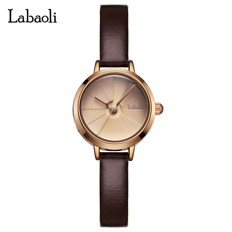 Women S Watch Simple Small Fresh Watch Female Round Student Retro Literary Temperament Waterproof Quartz Watch темно-коричневого