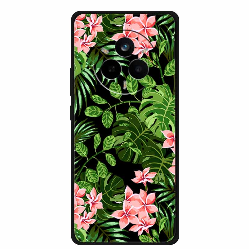 For Realme 14 Pro Case Luxury Phone Cover For Realme 14 Pro+ Cute Floral Black Silicone Soft Case TPU Funda Realme 14 Pro Plus