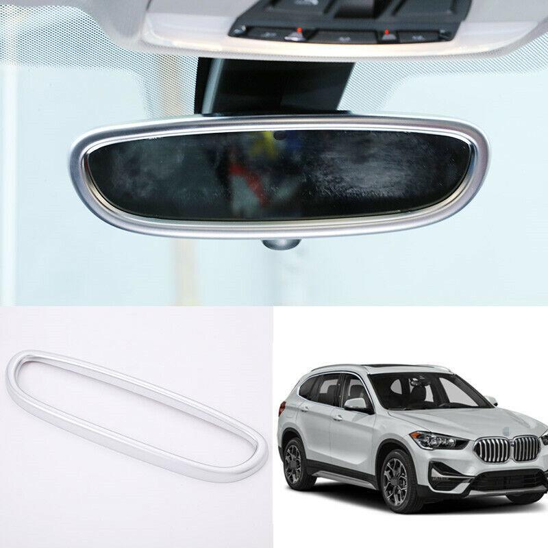 For BMW X1 2016- F48 ABS silver car inner rear view mirror frame trim