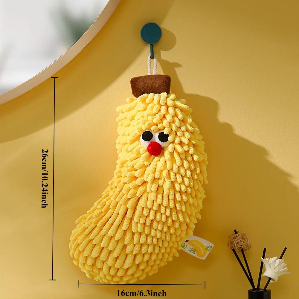 Hand Towel for Kitchen and Bathroom Banana/Strawberry Shaped Hanging Washcloth Chenilles Cloths Soft Absorbent Towel