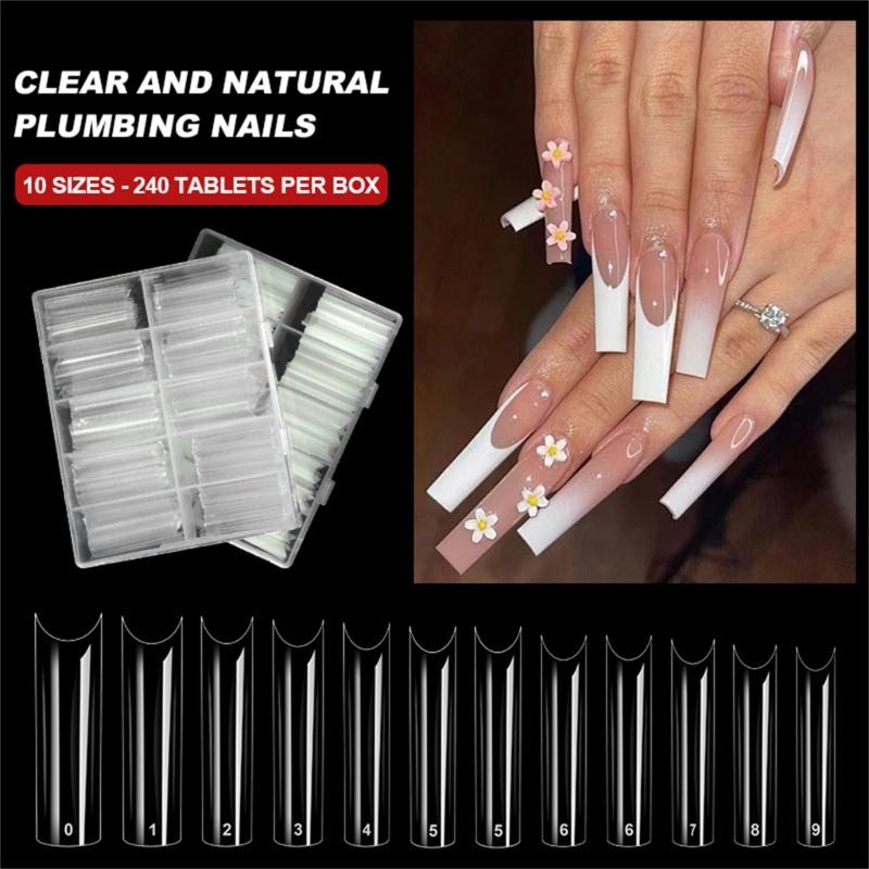 Extras Long Nail Tip,Half Cover C Curves Fake Nail Tips,Square/Almond Press On Nail Full Cover False Nail for Nail Salon