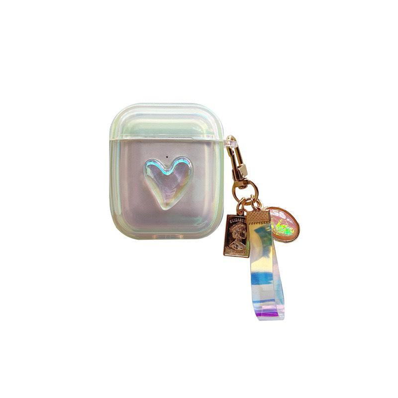Applicable Airpods 1 /2/3 Generation Airpods Pro Silicone Transparent Laser Bluetooth Protective Case Lanyard Earphone Cover