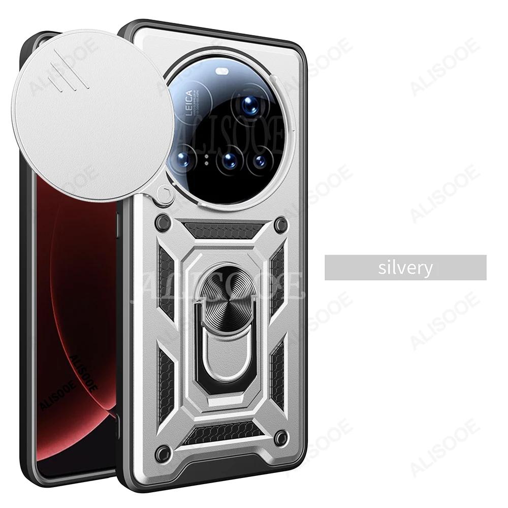 Slide Camera Armor Funda for Xiaomi 15 Ultra 14 Ultra Case Magnetic Ring Stand Full Protection Cover for Xiaomi 15 Ultra Capa