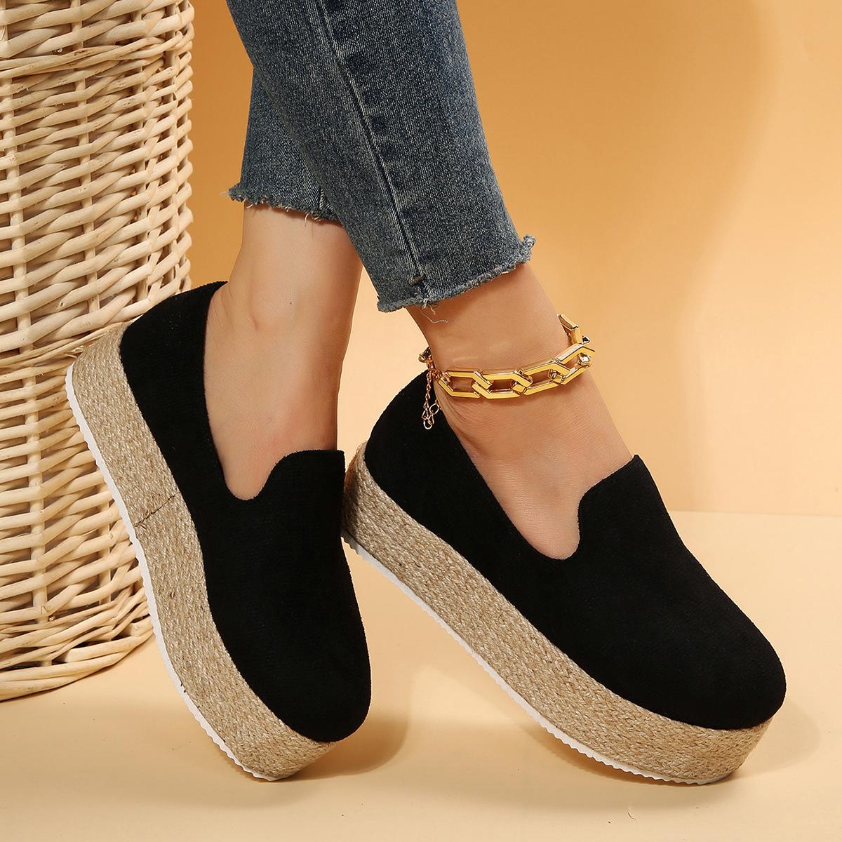 

2024 весна и осень новые большие размеры однотонные легкие ленивые круглые туфли-бублики на толстой подошве женские повседневные одинарные туфли 36 чёрный