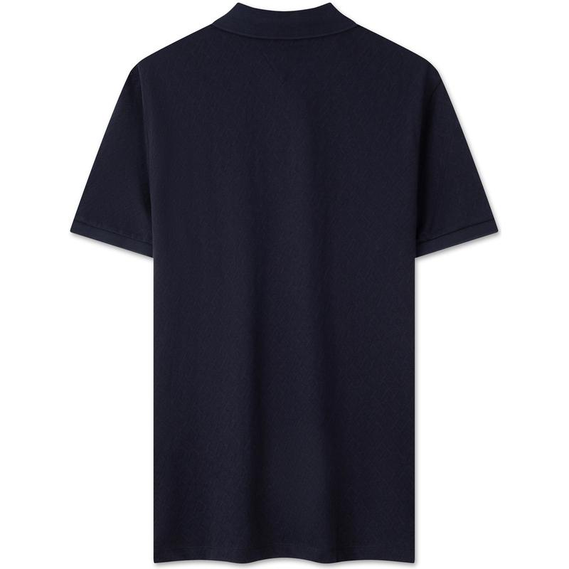 Tommy Hilfiger Smooth Silk Cotton Pure Cotton Business Jacquard Short Sleeve Polo Shirt Men Tops Navy-Blue MW0MW35611