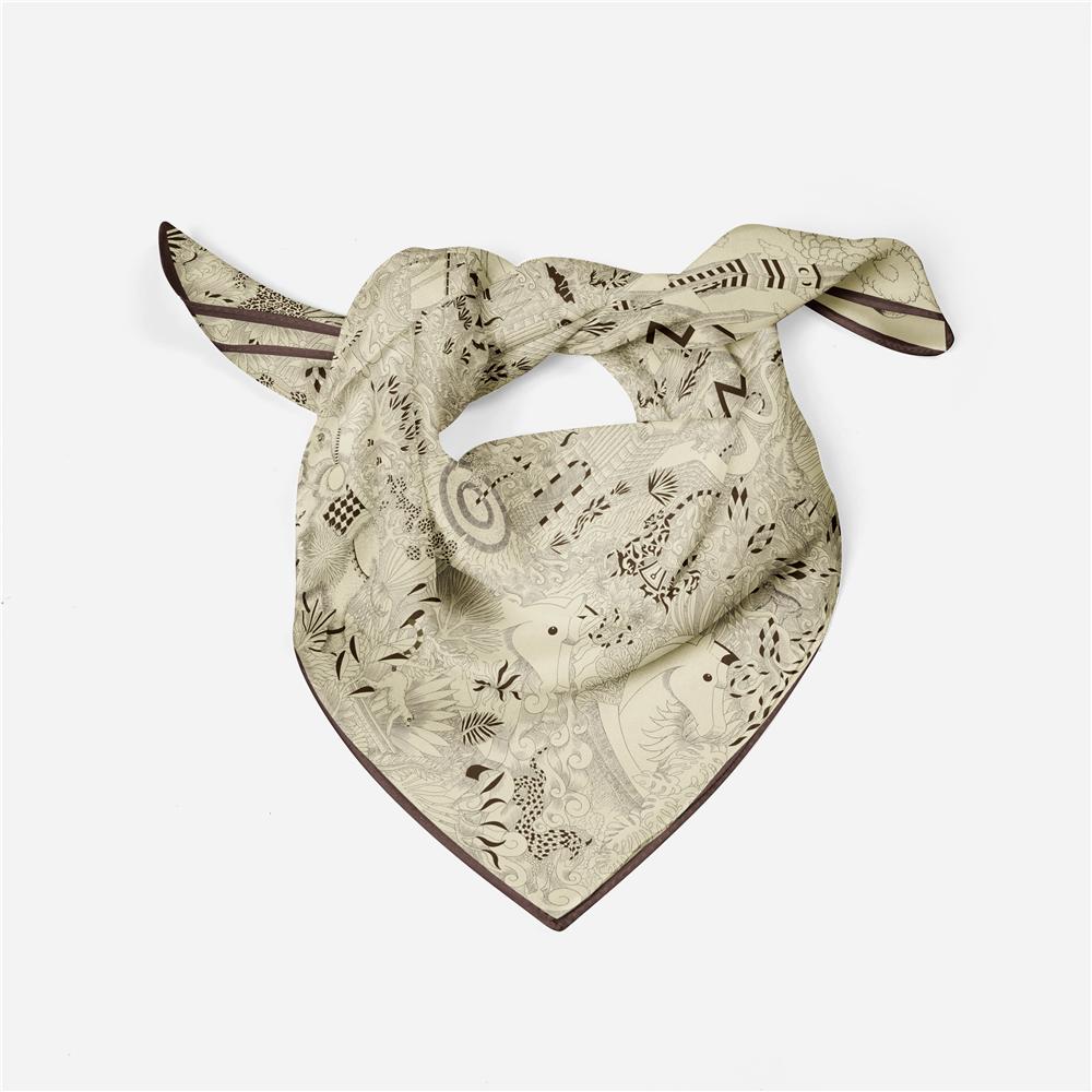 53cm City Of Horses Fashion Square Scarf Woman Design Silk Women Scarf Bandana Luxury Brand Headband Hijab Neckerchief
