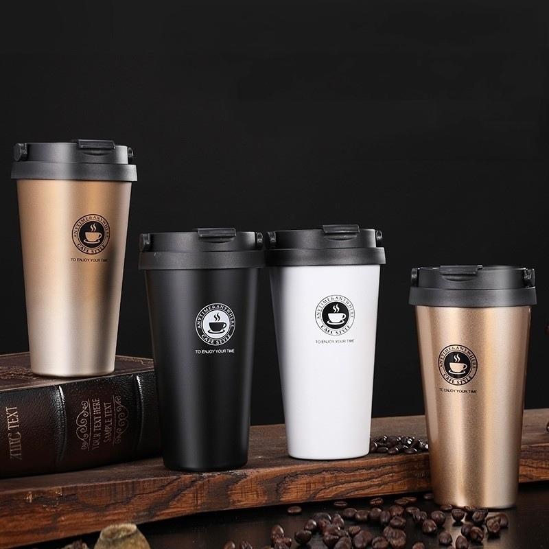 500ml Portable 304 Stainless Steel Insulated Coffee Mug Creative Gift Handheld Thermos for Travel And Outdoor