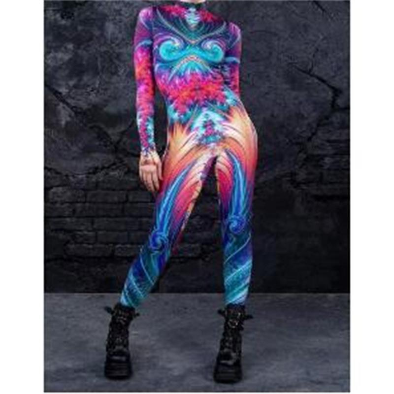 Cosplay Costume Female Woman Sexy Suit Color Element Blue Muscle Halloween Bodysuit Adults High-waisted Sports Jumpsuit