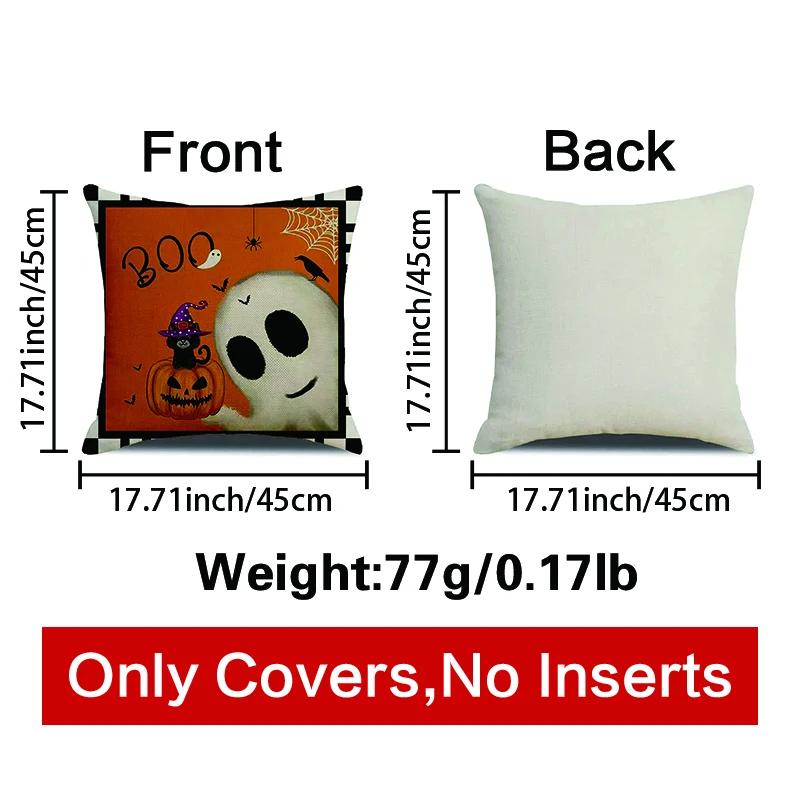Happy Halloween Dwarf Ghost Pattern Printed Soft Square Pillowslip  Blend Cushion Cover Pillowcase Living Room Home Decor