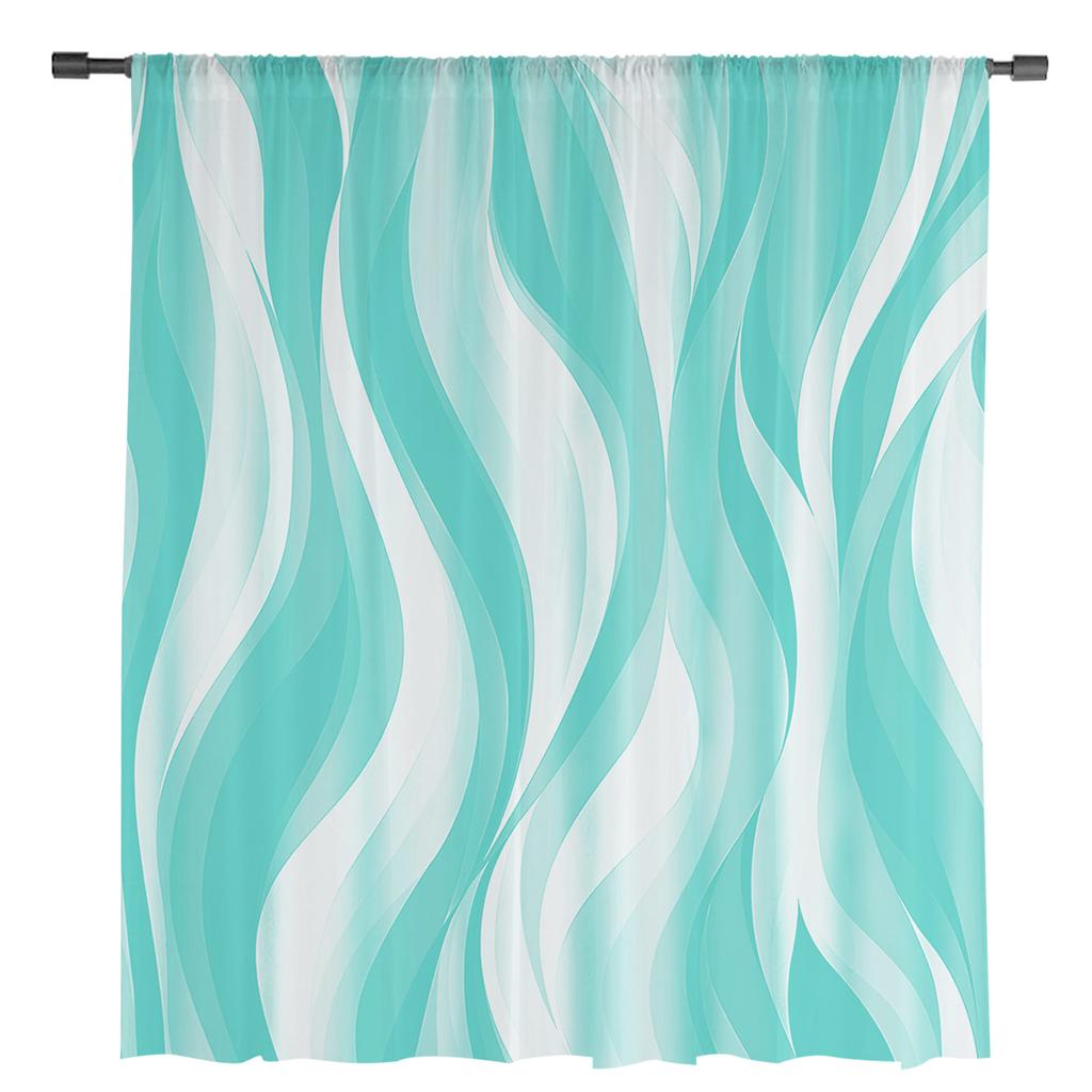 Abstract Gradient Line Color Block Twisted Green Sheer Curtains for Living Room Window Curtains Kitchen Tulle Voile Curtains