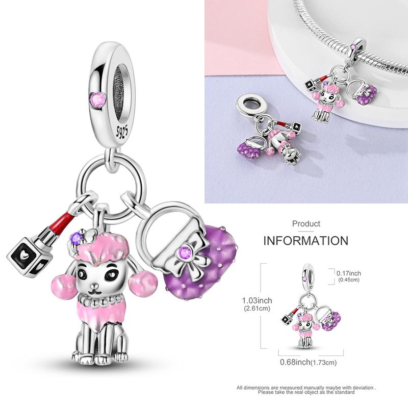 New Copper Charms Beads Pink Series Perfume Cake Princess Skirt Pendant Fit Original Bracelet Diy Jewelry Gifts