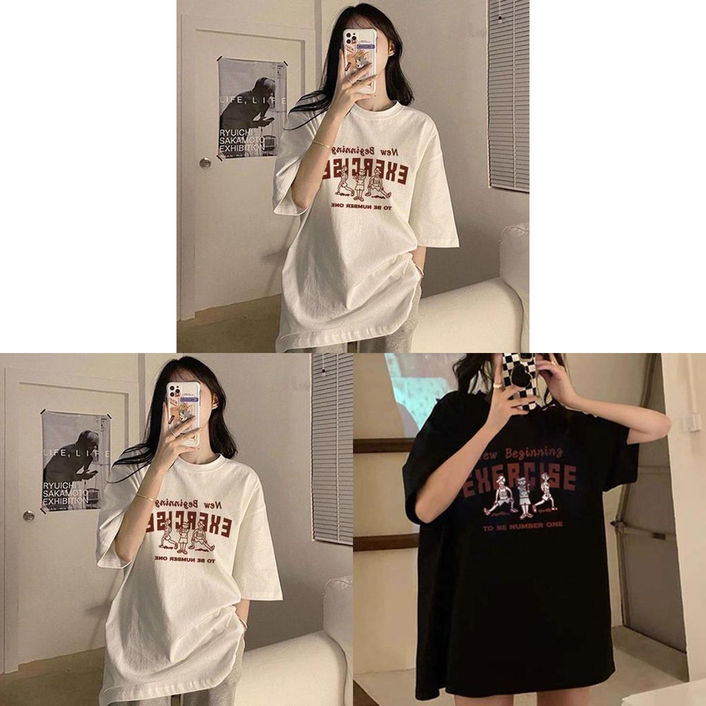 Summer Korean Style Loose Fit Letter Print T Shirt For Women Casual Wear