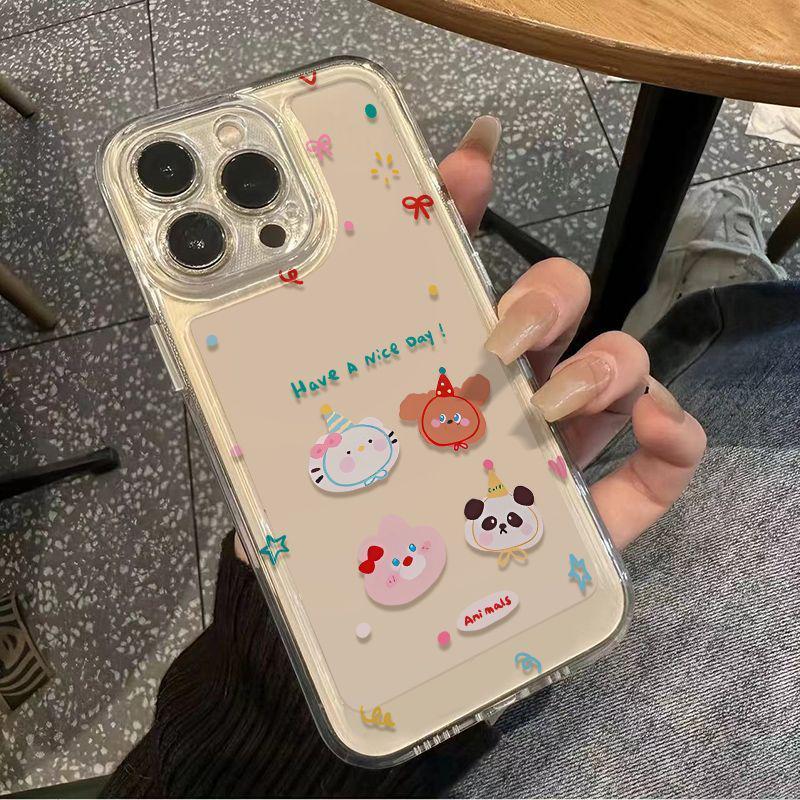 

Animal Party Transparent Space Case for iPhone 15/15 Pro/16/17 Pro Max - Precise Cutouts and Soft Shell iPhone 7/8