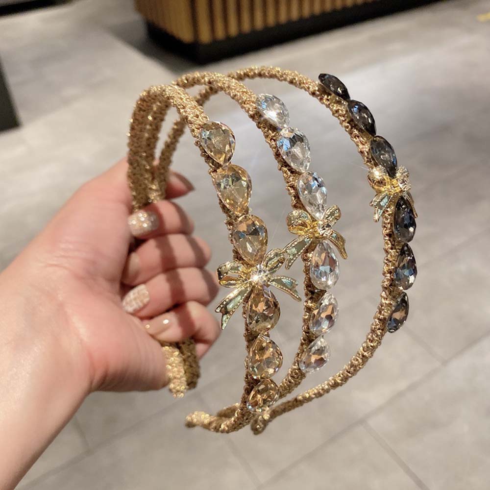 

Fashion Korean Girls Crystal Bow Headband Hair Hoop Hair Band Hair Accessories серый