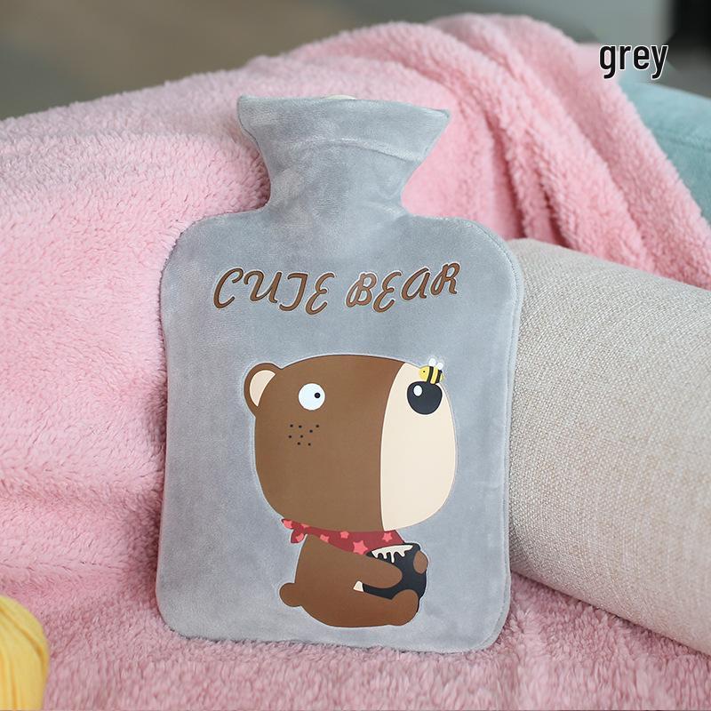 Bolsa de Água Quente Pelúcia Pelo de Coelho Estilo Coreano Extra Grande - Aquecedor de Mãos Compressão Quente PVC.