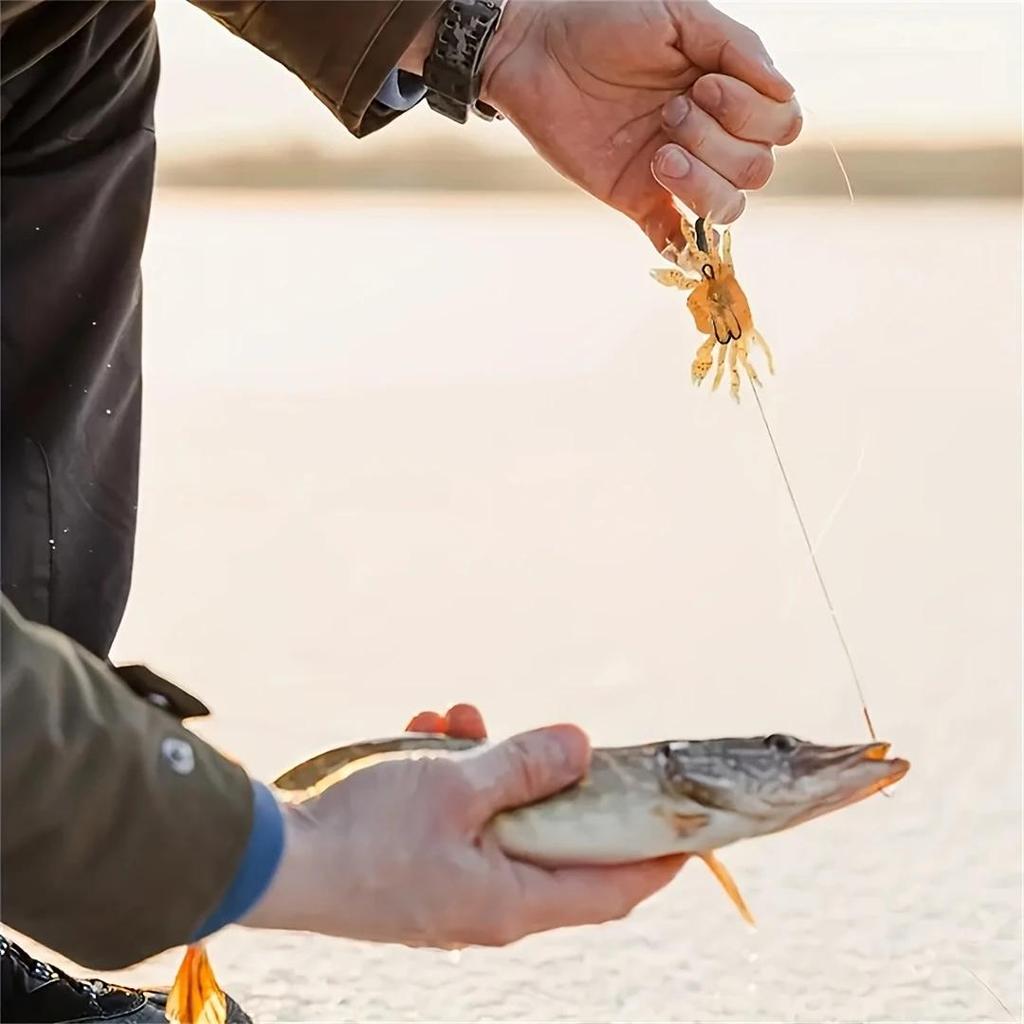 3 PZ/6 PZ Esca da Pesca Morbida Realistica 3D a Forma di Granchio - Antialga per Acqua Salata/Dolce per Persico Spigola, Cernia, Sgombro - Azione di Nuoto Lento e Laterale