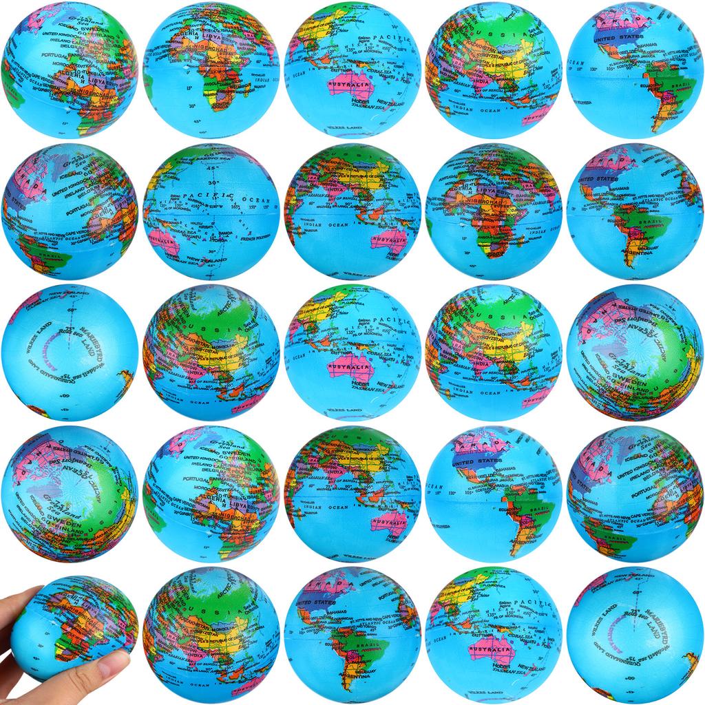 24Pcs  Stress Balls Mini  Stress Balls  World Map Foam Ball For Kids Adults Games Education Stress Relief Home Of